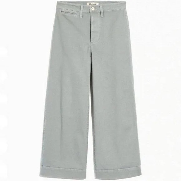 Madewell Wide Leg Crop Emmett Pants in Light Blue - Picture 1 of 6